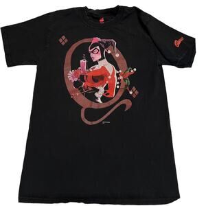 Vintage DC Comics Harley Quinn Graphitti T-Shirt Small Black - Rare 2008 Art Tee